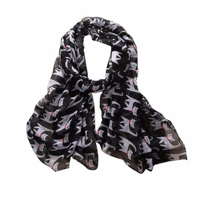 190cm*180cm Fashion Women Long Scarf Wrap For Ladies Bowknot Cat Print Elegant Women Scarves and Shawls  echarpe #1201 GS