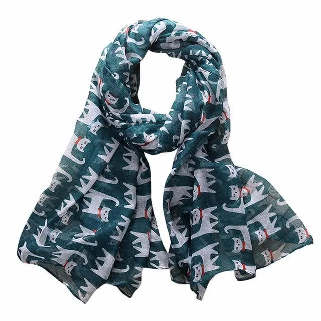 190cm*180cm Fashion Women Long Scarf Wrap For Ladies Bowknot Cat Print Elegant Women Scarves and Shawls  echarpe #1201 GS