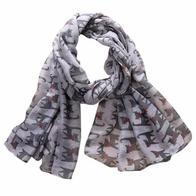 190cm*180cm Fashion Women Long Scarf Wrap For Ladies Bowknot Cat Print Elegant Women Scarves and Shawls  echarpe #1201 GS