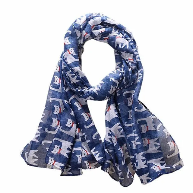 190cm*180cm Fashion Women Long Scarf Wrap For Ladies Bowknot Cat Print Elegant Women Scarves and Shawls  echarpe #1201 GS