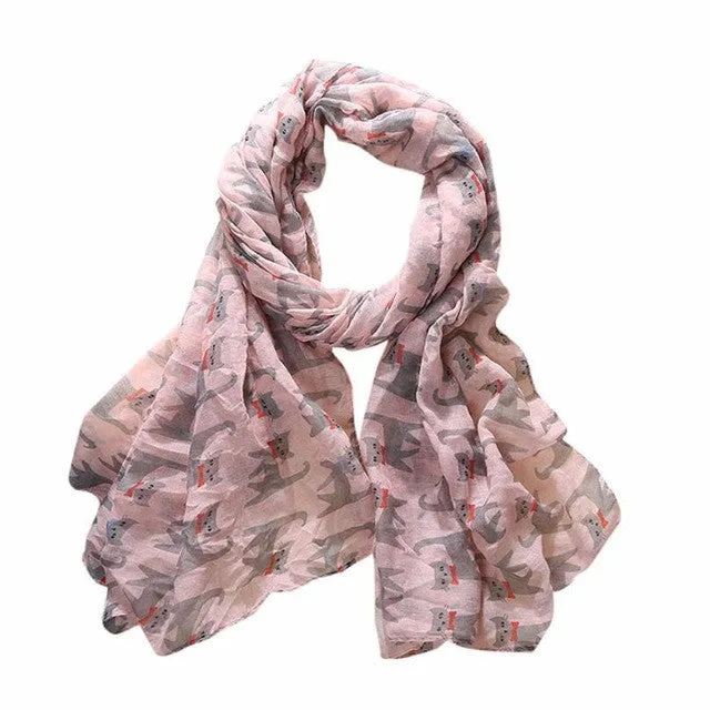 190cm*180cm Fashion Women Long Scarf Wrap For Ladies Bowknot Cat Print Elegant Women Scarves and Shawls  echarpe #1201 GS