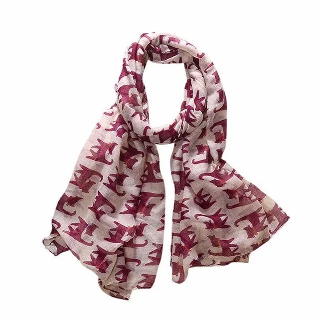 190cm*180cm Fashion Women Long Scarf Wrap For Ladies Bowknot Cat Print Elegant Women Scarves and Shawls  echarpe #1201 GS