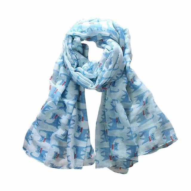 190cm*180cm Fashion Women Long Scarf Wrap For Ladies Bowknot Cat Print Elegant Women Scarves and Shawls  echarpe #1201 GS