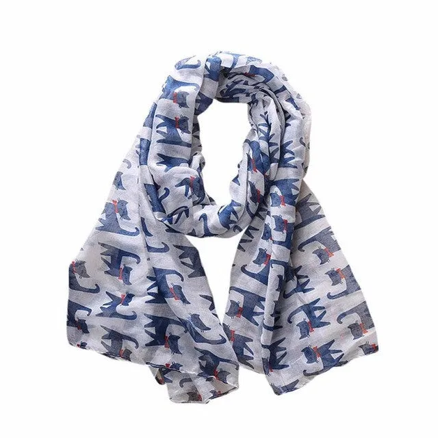 190cm*180cm Fashion Women Long Scarf Wrap For Ladies Bowknot Cat Print Elegant Women Scarves and Shawls  echarpe #1201 GS