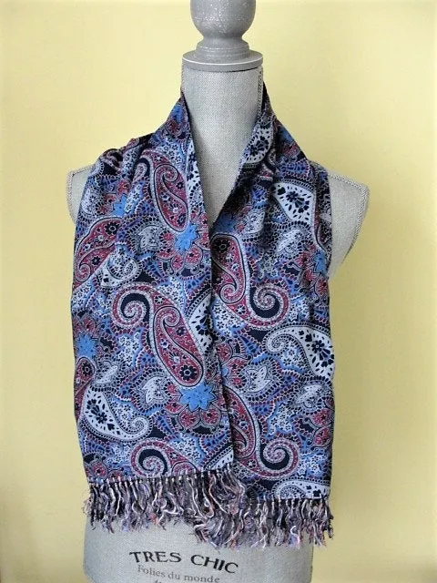 1940s Vintage Scarf Mens ART DECO Style Fringe Paisley Scarf Tootal Croydon Gentlemans Elegant Scarf, Forties Era Menswear Scarv