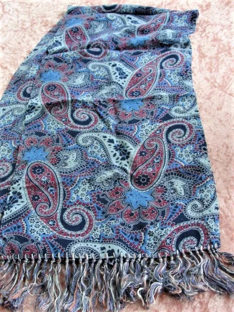 1940s Vintage Scarf Mens ART DECO Style Fringe Paisley Scarf Tootal Croydon Gentlemans Elegant Scarf, Forties Era Menswear Scarv