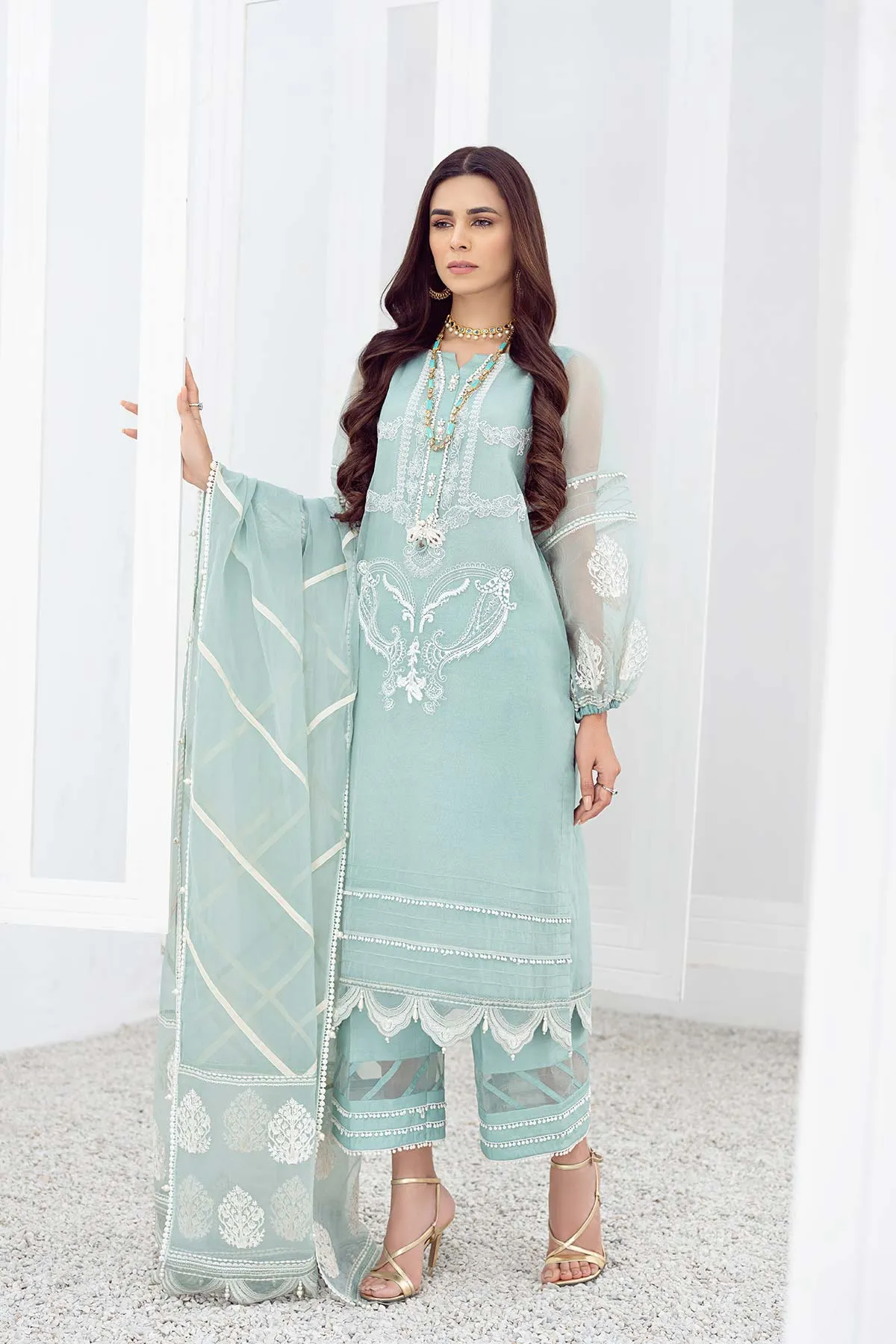 3 Pc Embroidered Organza Suit CMA21-38