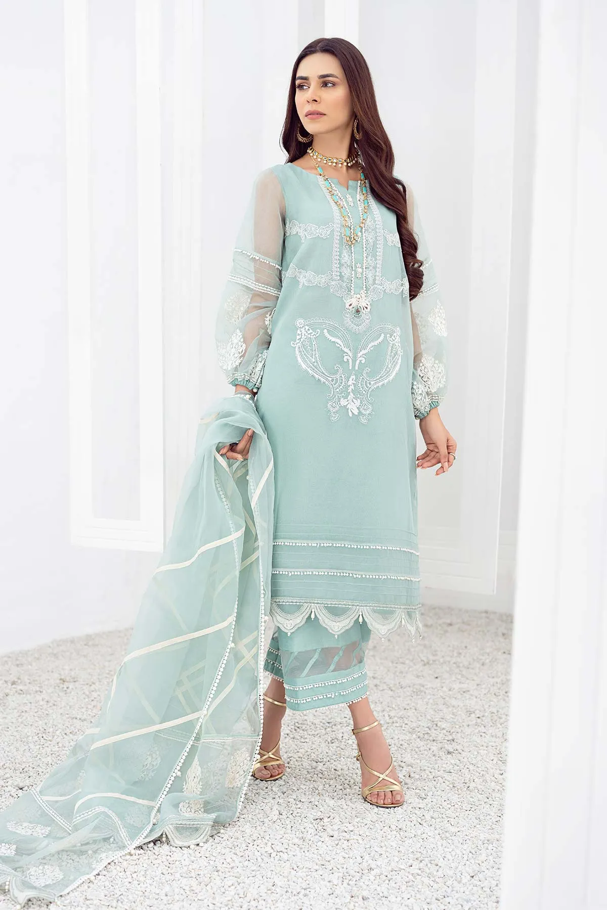 3 Pc Embroidered Organza Suit CMA21-38