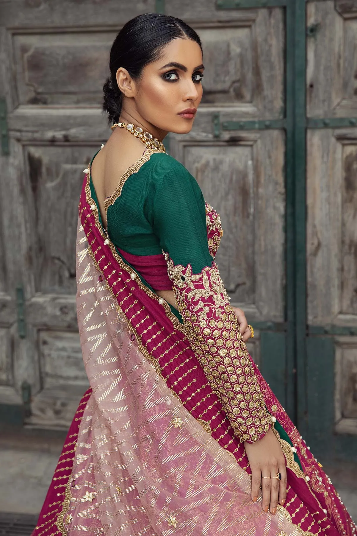 3 Pc Embroidered Silk Suit LUX21-10