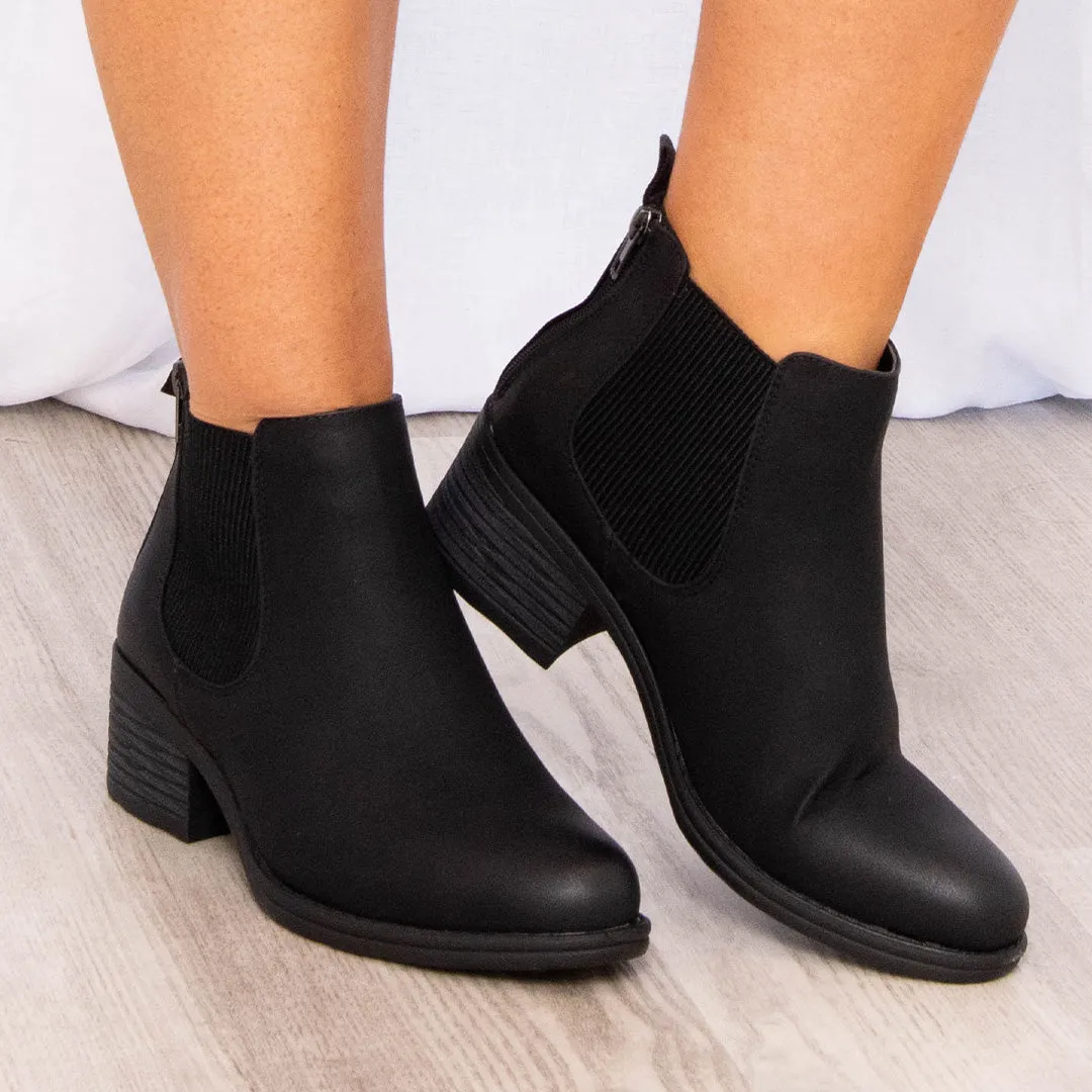 A Midnight Walk Booties, Black