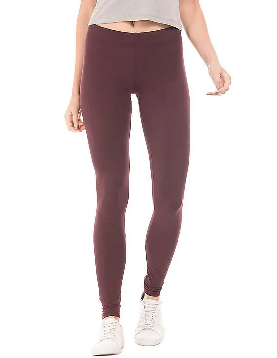 Aeropostale Solid Cotton Spandex Leggings