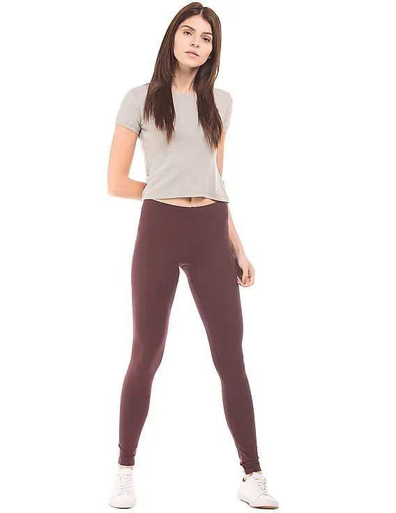 Aeropostale Solid Cotton Spandex Leggings