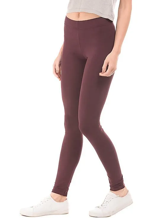 Aeropostale Solid Cotton Spandex Leggings