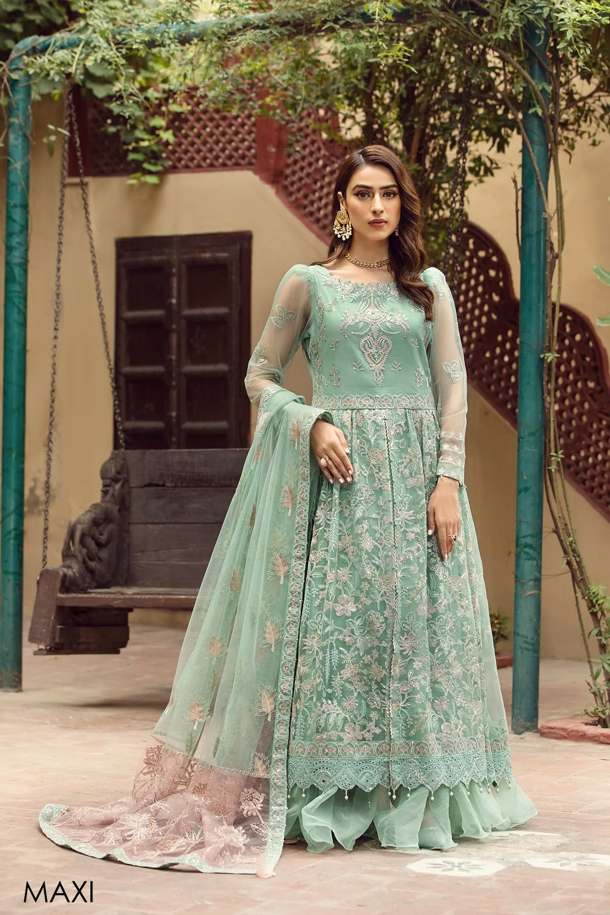 Alizeh Fashion Shahtaj Formal Wedding Embroidered 3PC Suit D-02 Anarkali