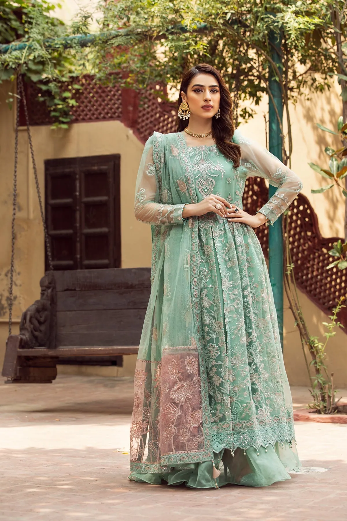 Alizeh Fashion Shahtaj Formal Wedding Embroidered 3PC Suit D-02 Anarkali