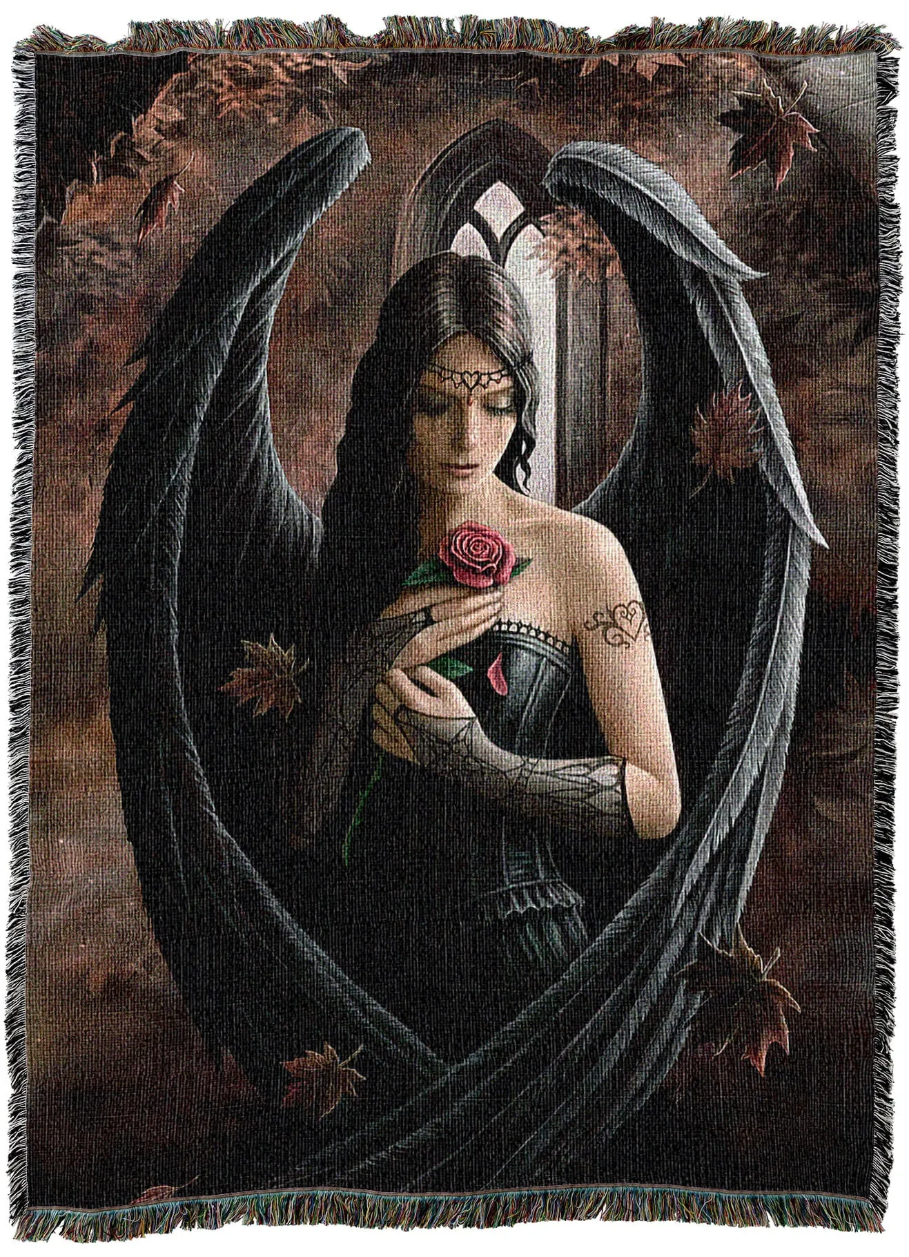 Angel Rose Tapestry Blanket by Anne Stokes