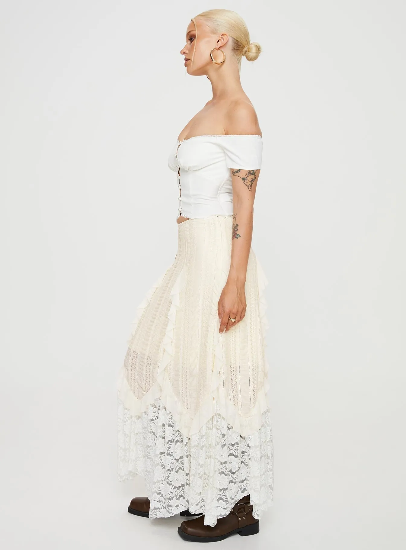 Astryd Lace Maxi Skirt Cream