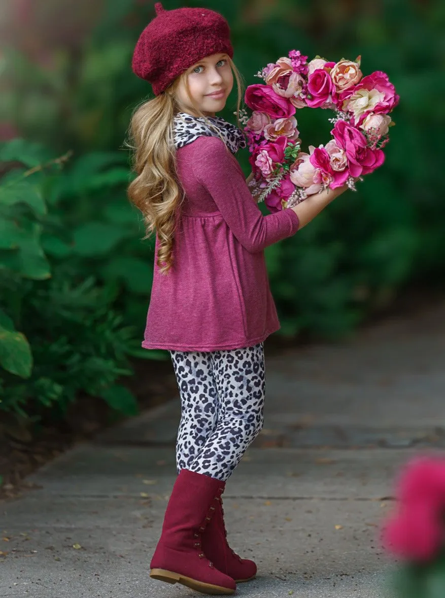 Be Mine Leopard Tunic, Scarf and Legging Set