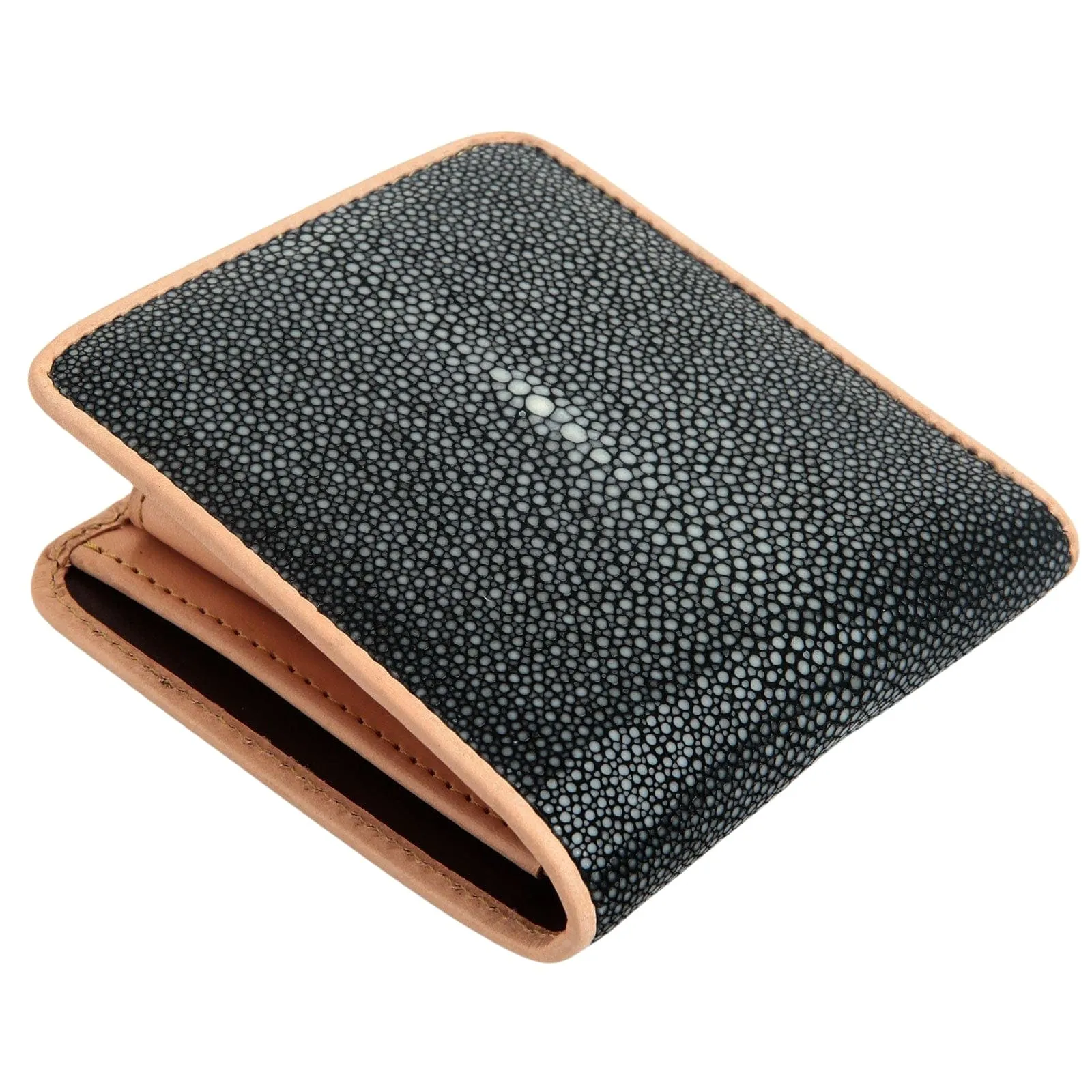 Black Polished Genuine Stingray Leather Wallet