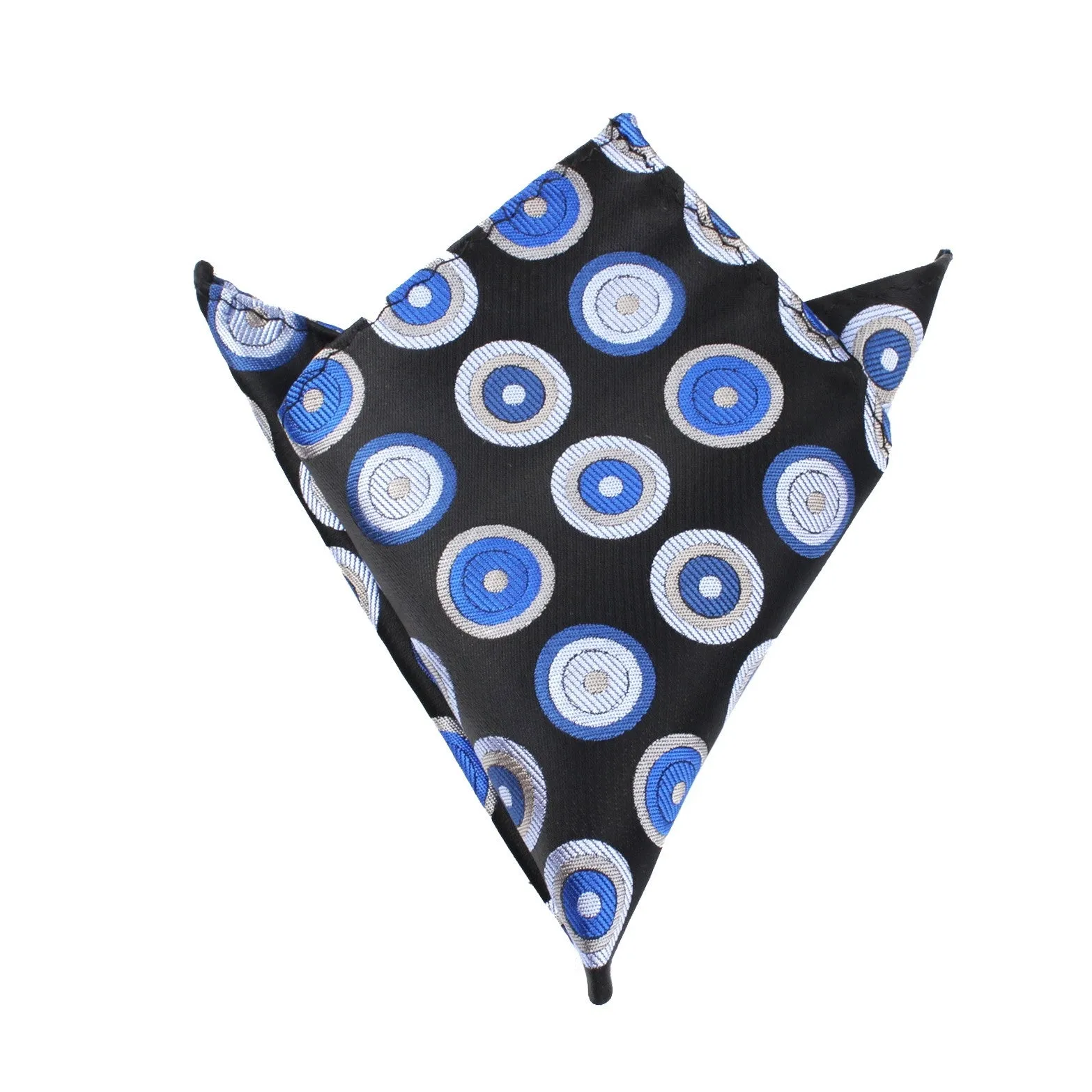 Black with Blue Circle - Pocket Square