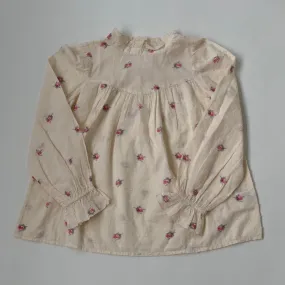 Bonpoint Rose Print Blouse With High Collar: 8 Years