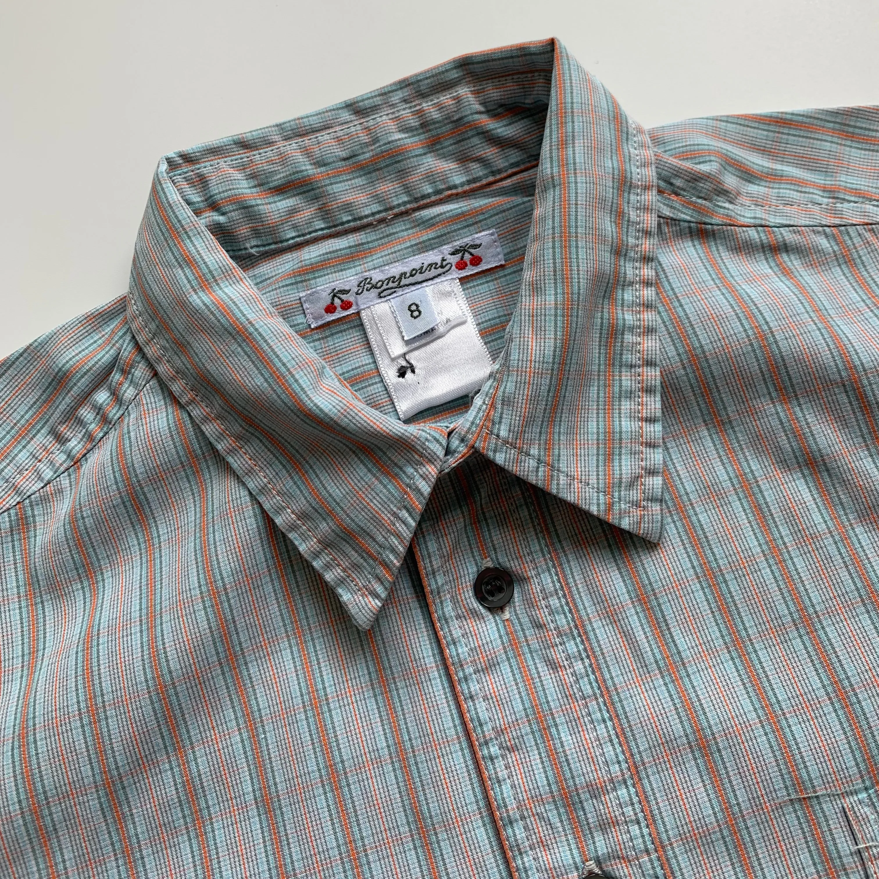 Bonpoint Short-Sleeve Check Shirt: 8 Years