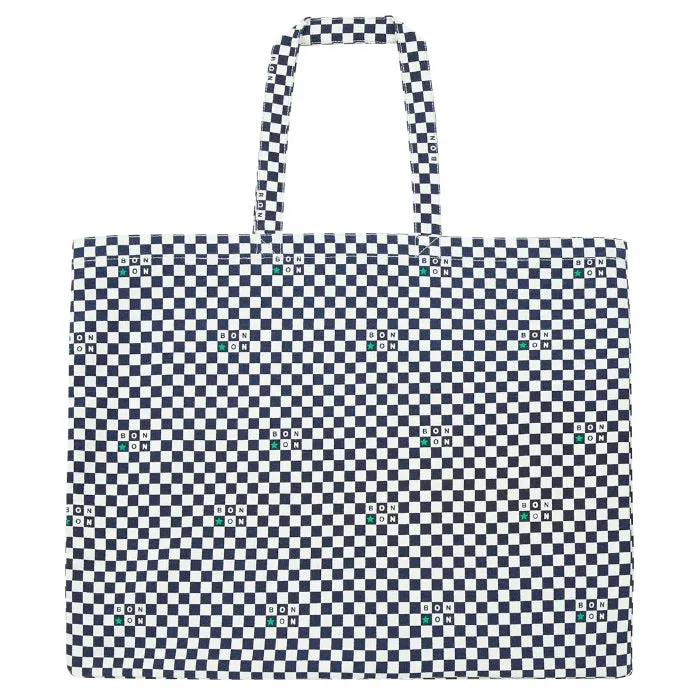 Bonton Child Tote Bag Checkerboard Navy Blue