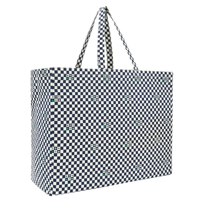 Bonton Child Tote Bag Checkerboard Navy Blue