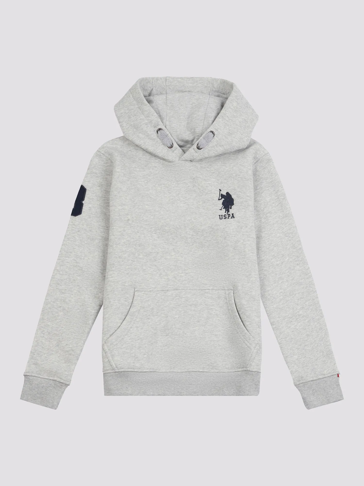 Boys Player 3 Brush Back Hoodie in Mid Grey Marl