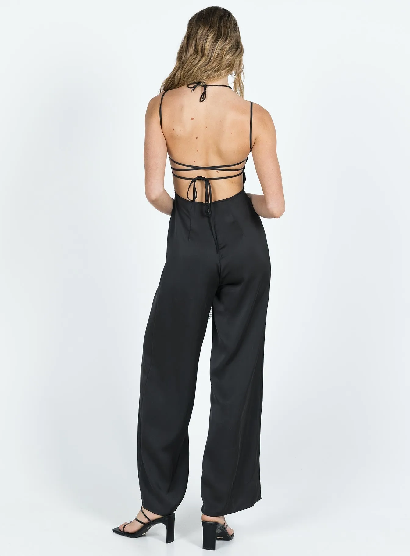 Bryne Satin Jumpsuit Black