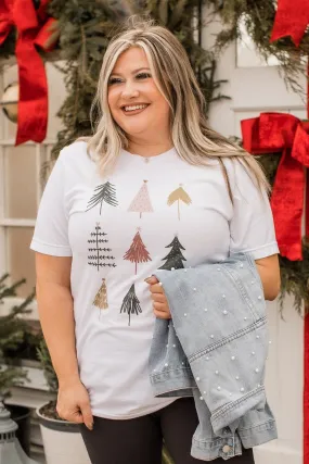 Christmas Tree Graphic Tee- White