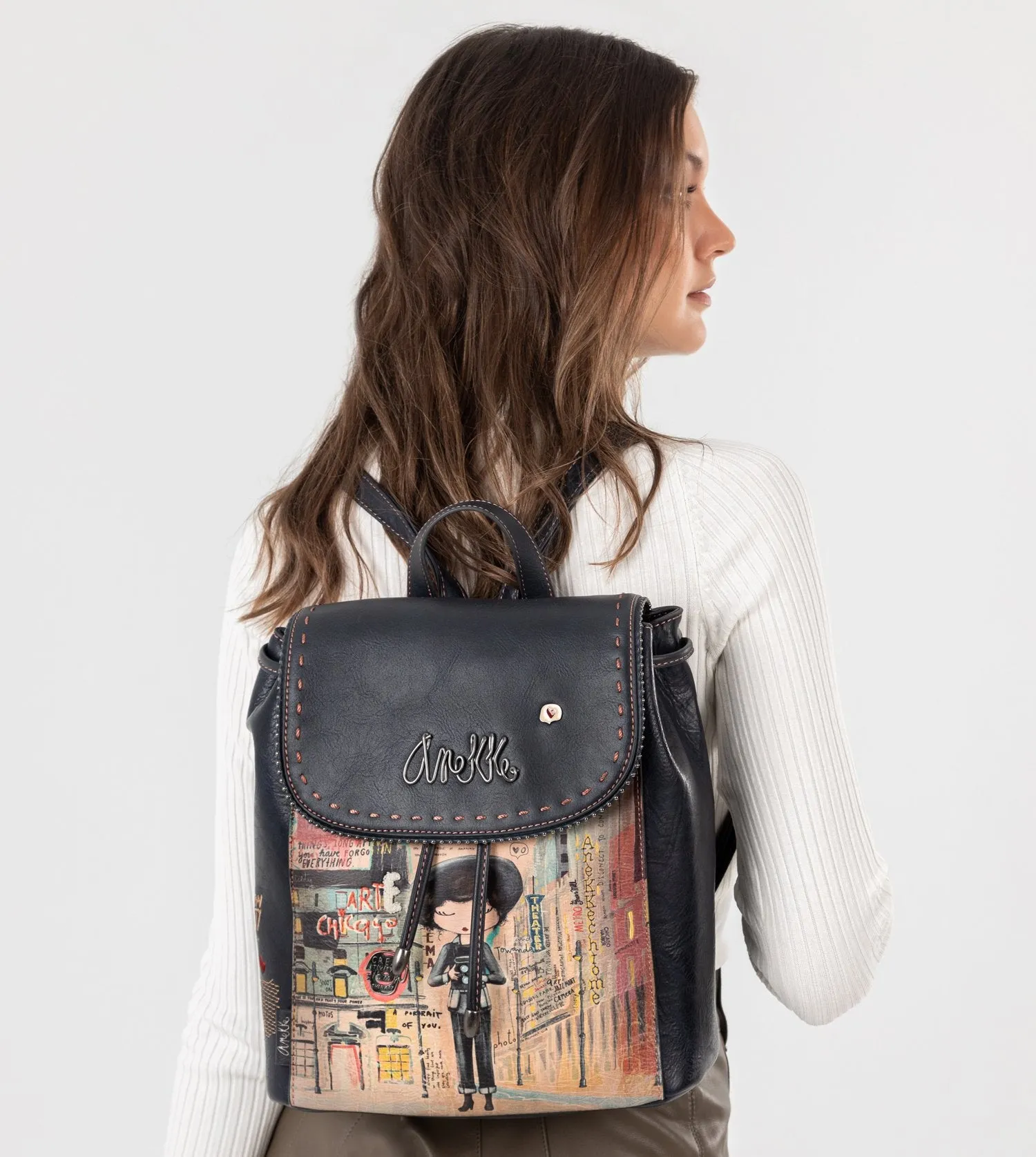 City Art backpack with a flap