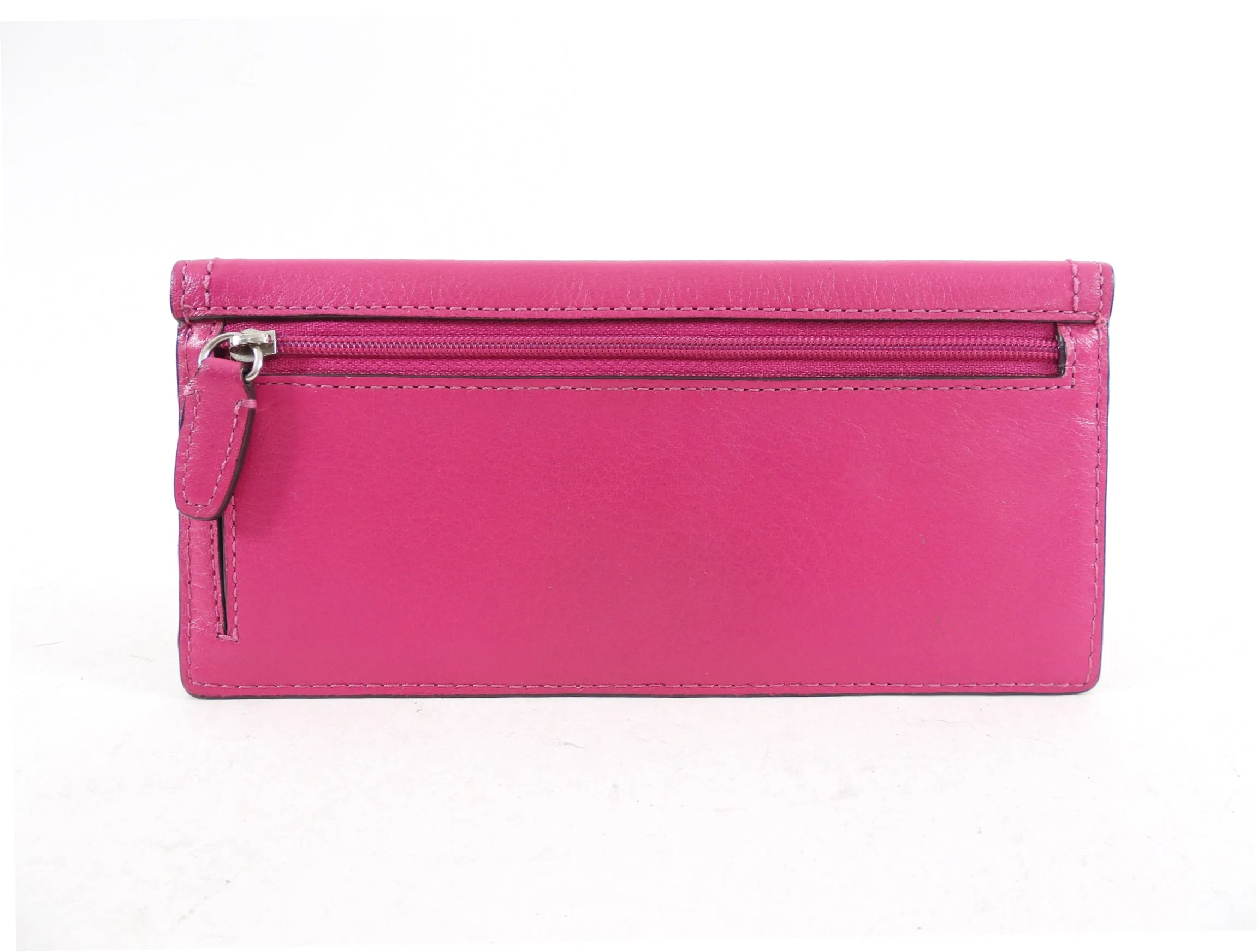 Coach Dark Cherry Pink Flat Long Wallet