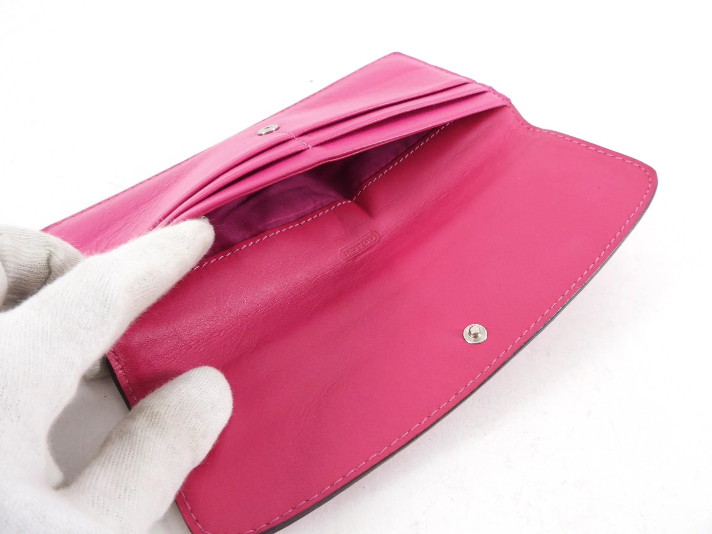 Coach Dark Cherry Pink Flat Long Wallet