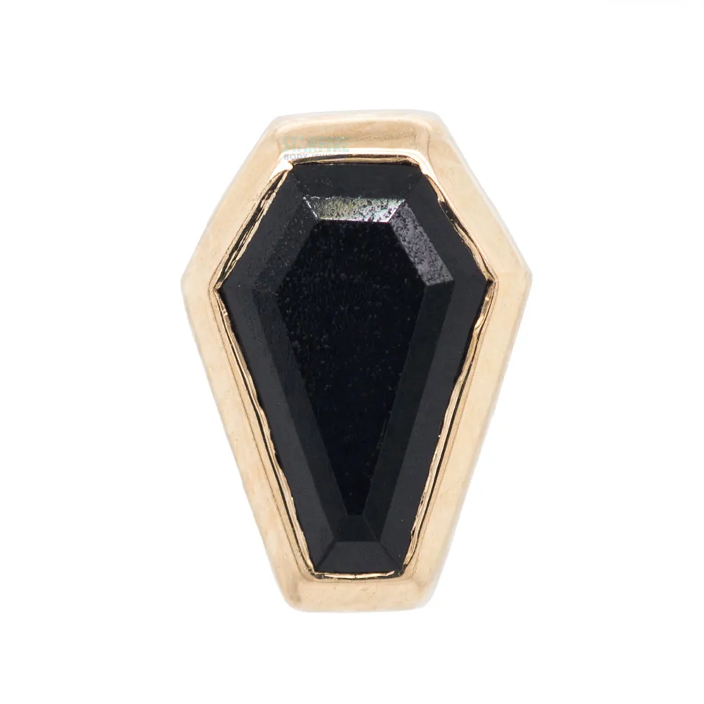 Coffin Threaded End in Gold with Onyx