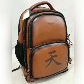 Customized Tan Leather Backpack with Your Language Name Initials by Brune & Bareskin