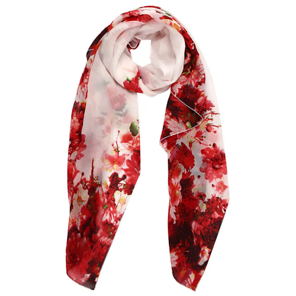 Elegant Womens Print Cotton Soft Scarves Chiffon Women Scarf Shawl Scarves Wrap Stole Warm