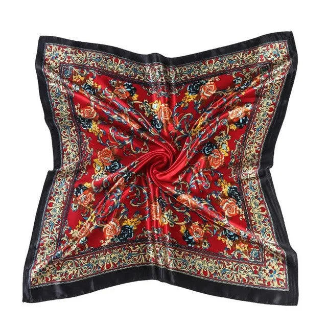 Fashion Women Lady Floral Printed Square Scarf 90*90cm Head Wrap Shawl Multi Colour Headscarf For Women #1201 GS