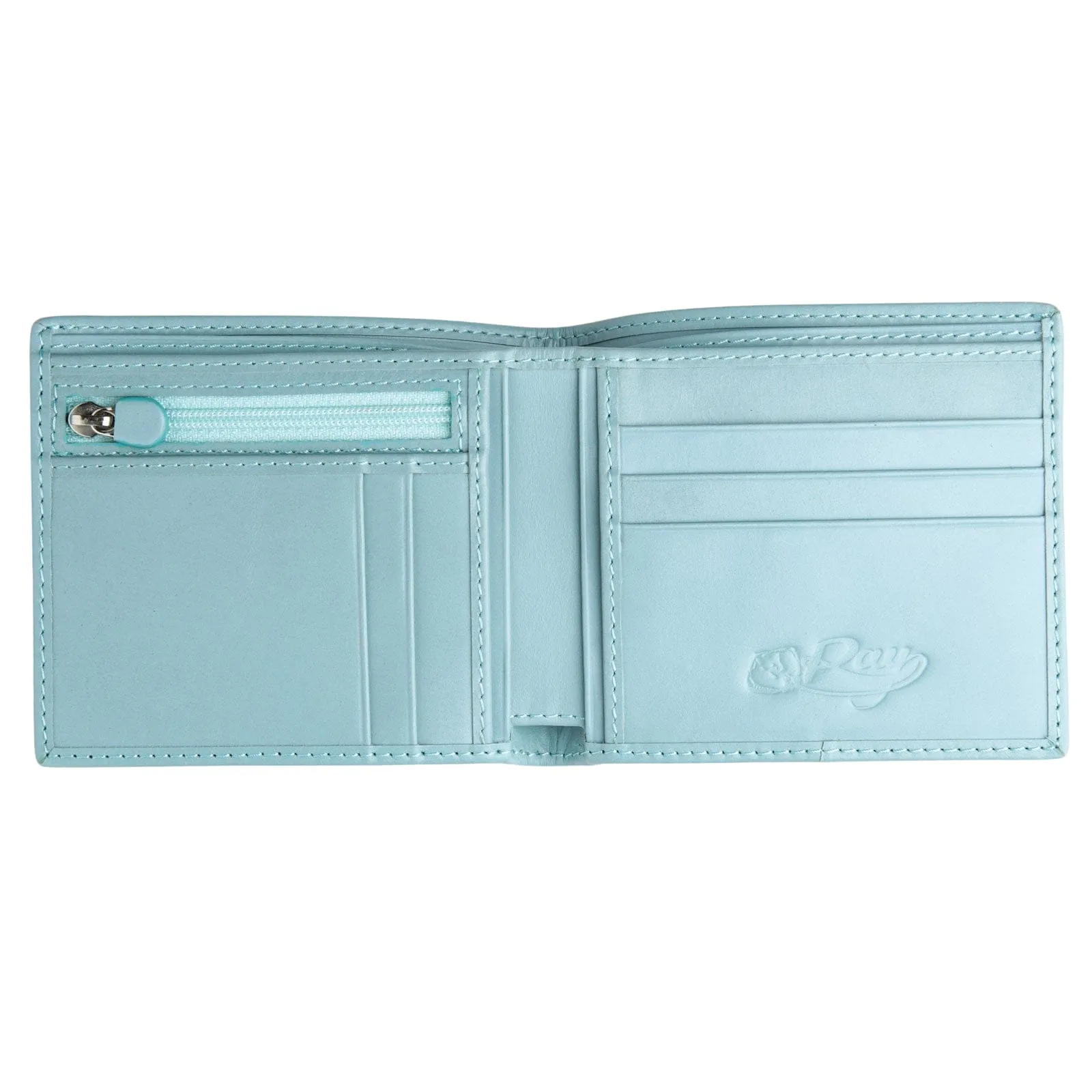 Genuine Blue Turquoise Polished Stingray Skin Leather Wallet