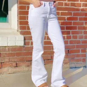 Georgia High Rise Skinny Flare Jeans White