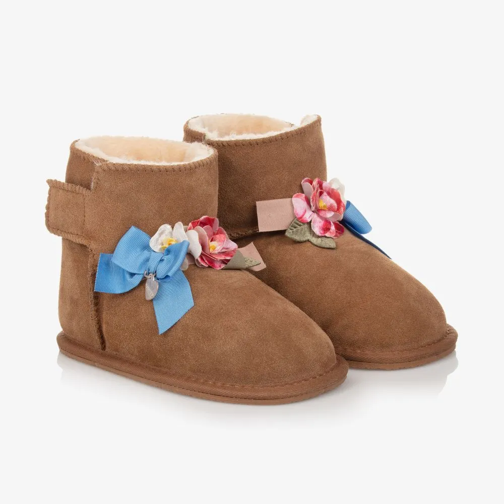 Girls Beige Faux Suede Boots 