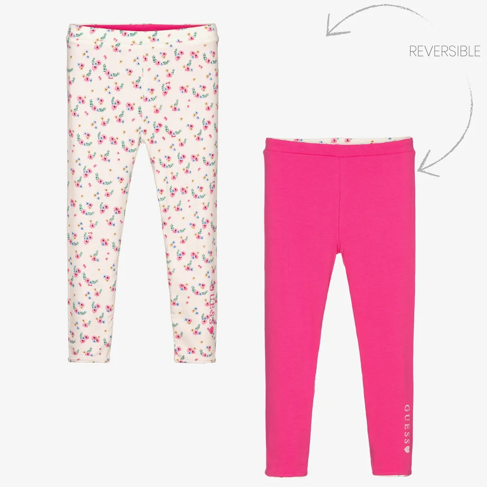 Girls Pink Reversible Leggings