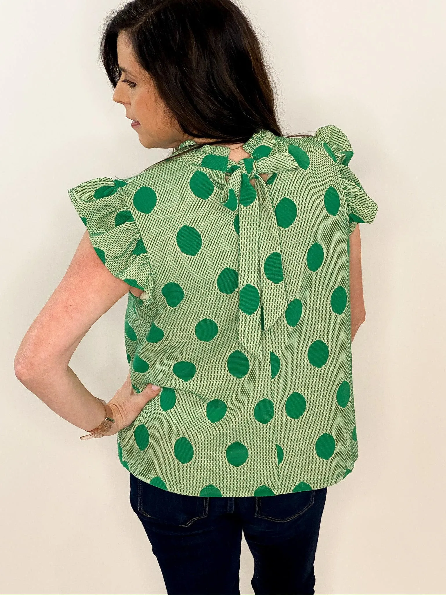 Green Polka Dot Top