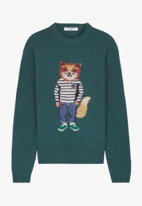 Intarsia Knit Foxy Wool Sweater