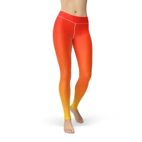 Jean Red Yellow Ombre Leggings