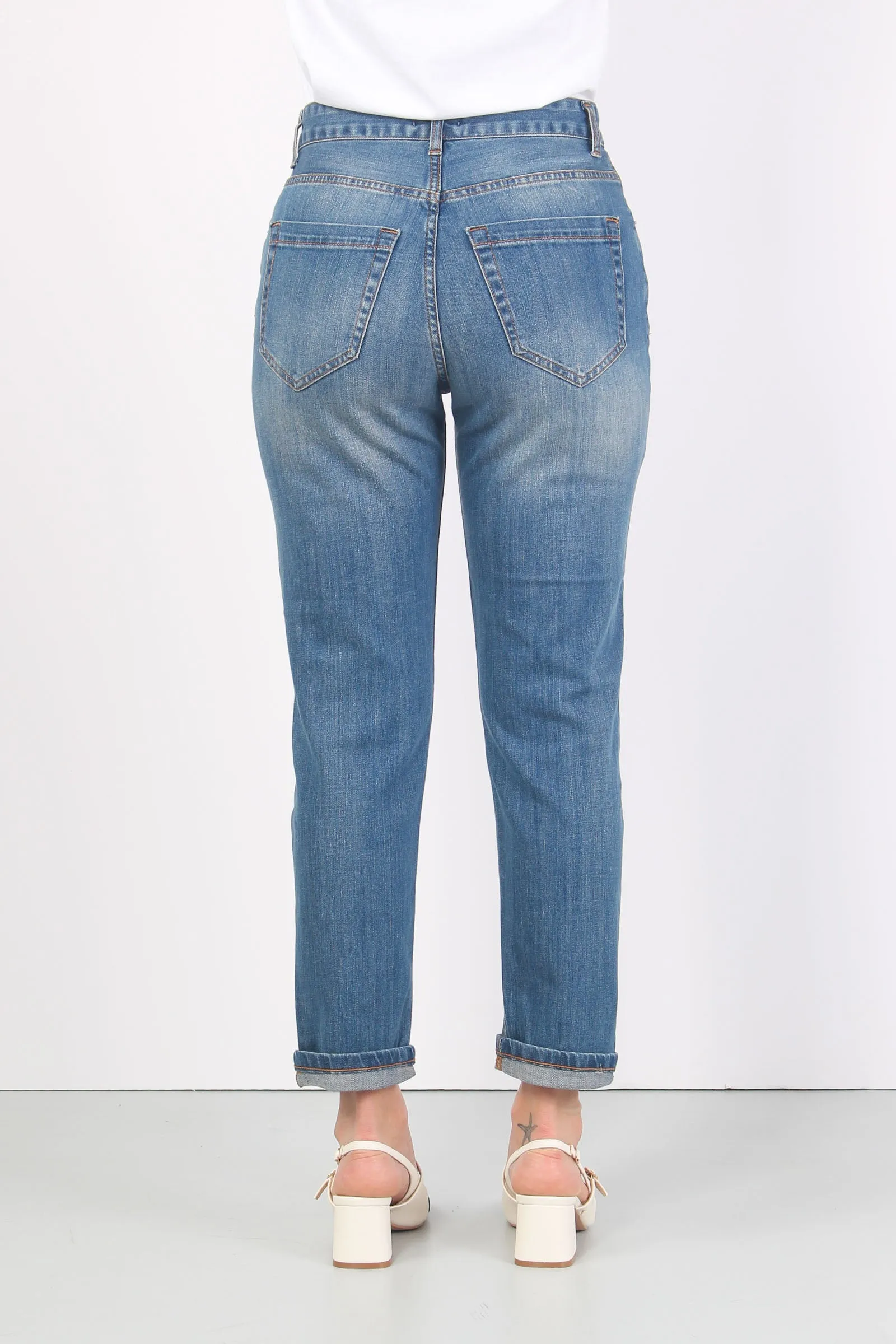 Jeans Bottoni Gioiello Denim Medio