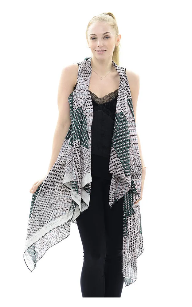 JP559/083520 Drape Surface Chiffon Long Scarf Vest