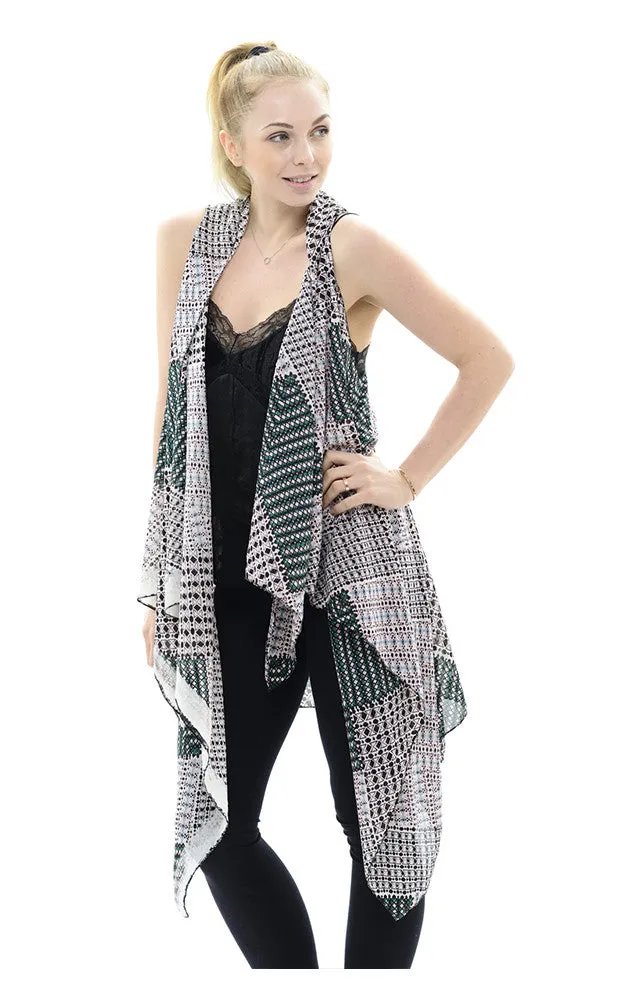 JP559/083520 Drape Surface Chiffon Long Scarf Vest