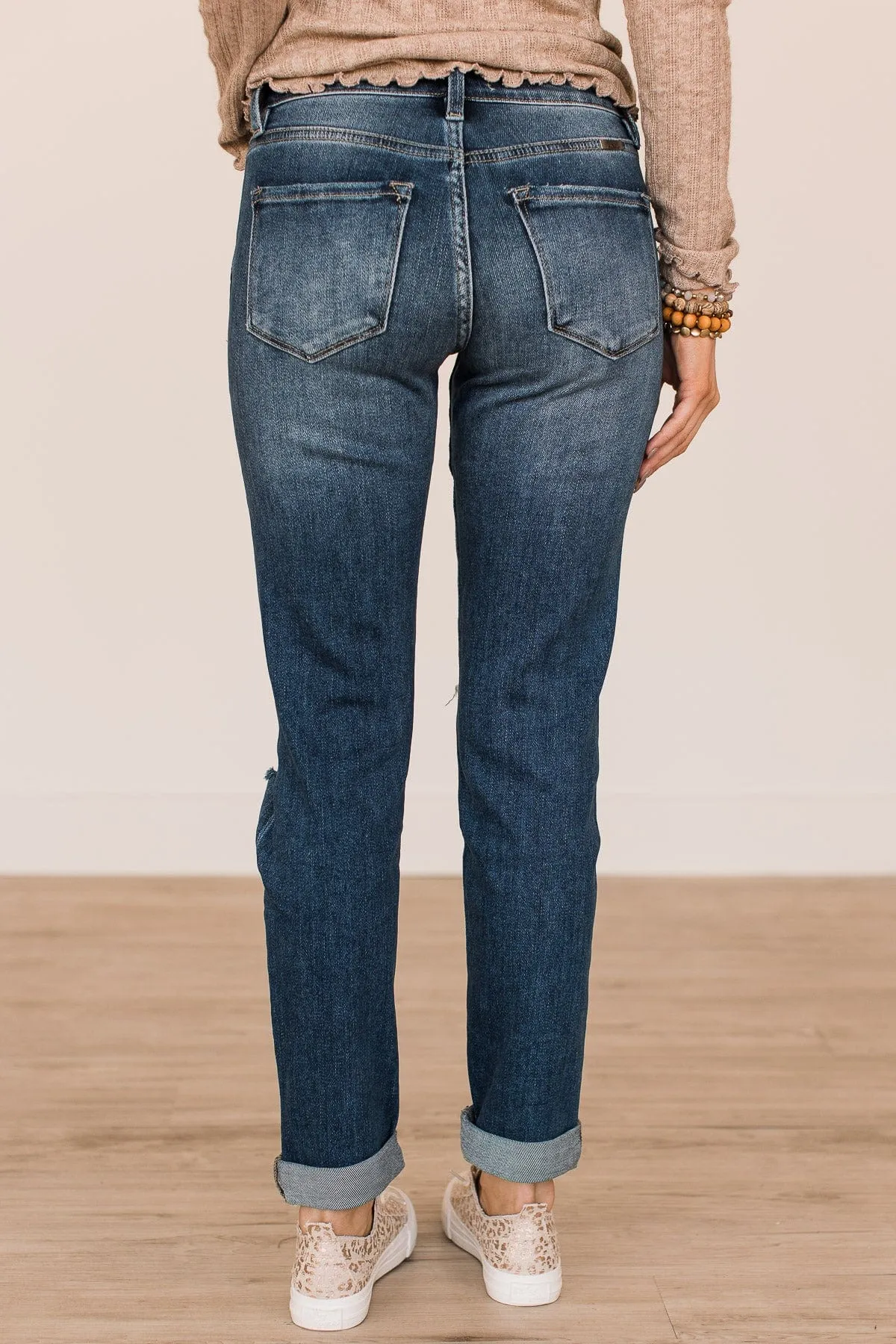 KanCan Relaxed Girlfriend Jeans- Wren Wash