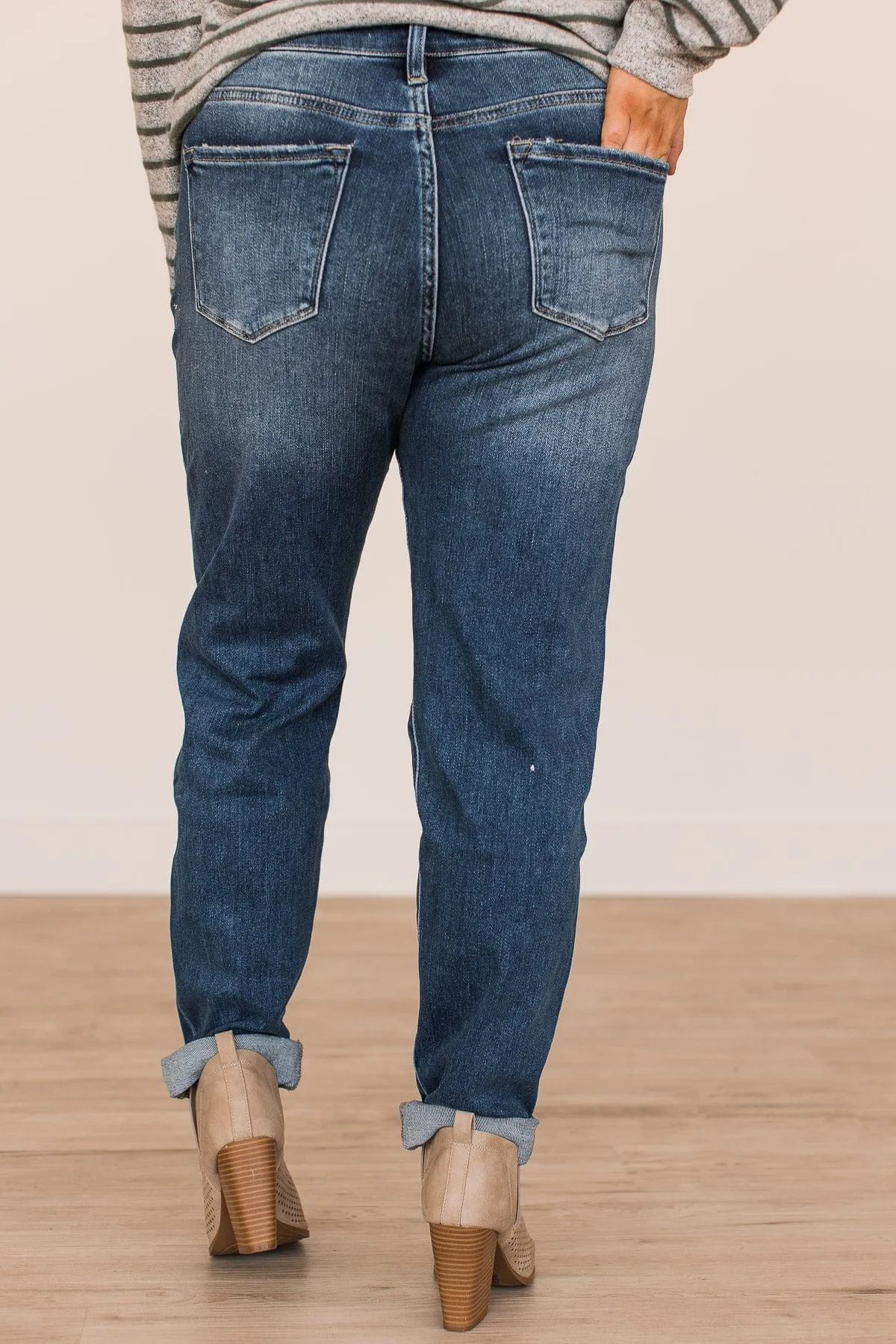 KanCan Relaxed Girlfriend Jeans- Wren Wash